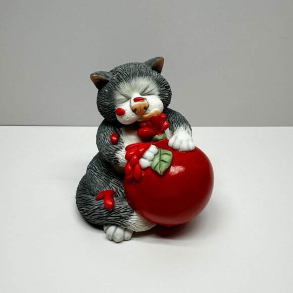 Comic Curious Cats Grey Gray Cat Sauced Tomato Pizza Sauce Chubby - Picture 1 of 6